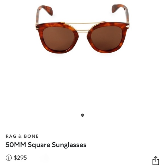 NWOT Rag & Bone 50MM RNB1005/S Square Sunglasses in Brown tortoise OS main image 5